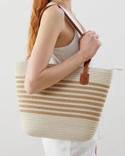 Φόρτωση εικόνας στο εργαλείο προβολής Συλλογής, Ψάθινη Τσάντα Ώμου Ριγέ