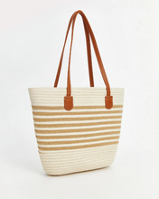 Φόρτωση εικόνας στο εργαλείο προβολής Συλλογής, Ψάθινη Τσάντα Ώμου Ριγέ