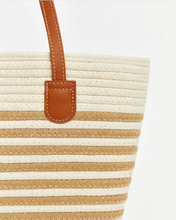 Φόρτωση εικόνας στο εργαλείο προβολής Συλλογής, Ψάθινη Τσάντα Ώμου Ριγέ