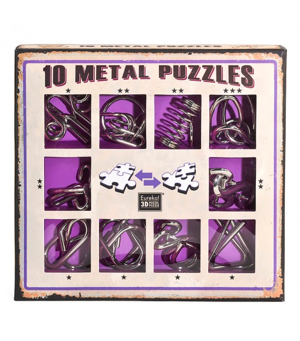 Παζλ - Γρίφος 10 Metal Puzzles - Μωβ Σετ