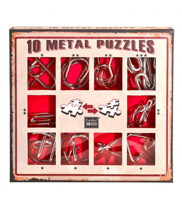 Παζλ - Γρίφος 10 Metal Puzzles - Κόκκινο Σετ