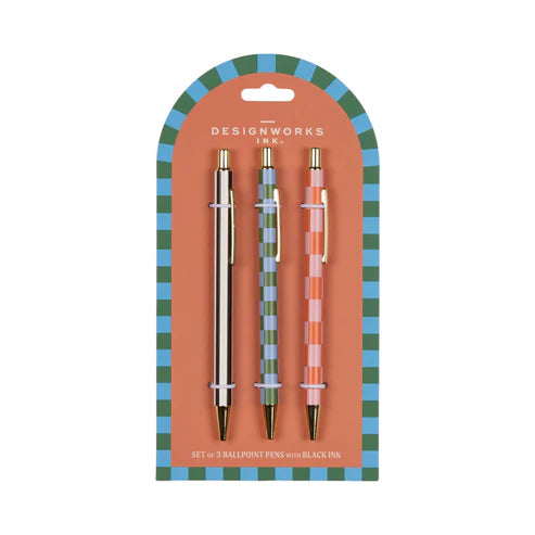 Σετ με 3 στυλό A Dopo - Stripes and Checks - Designworks Ink