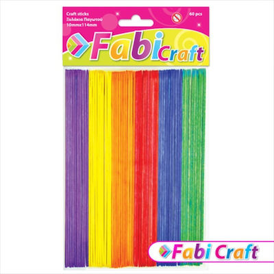 Ξυλάκια χειροτεχνίας χρωματιστά Fabi Craft 60τμχ 10x114mm